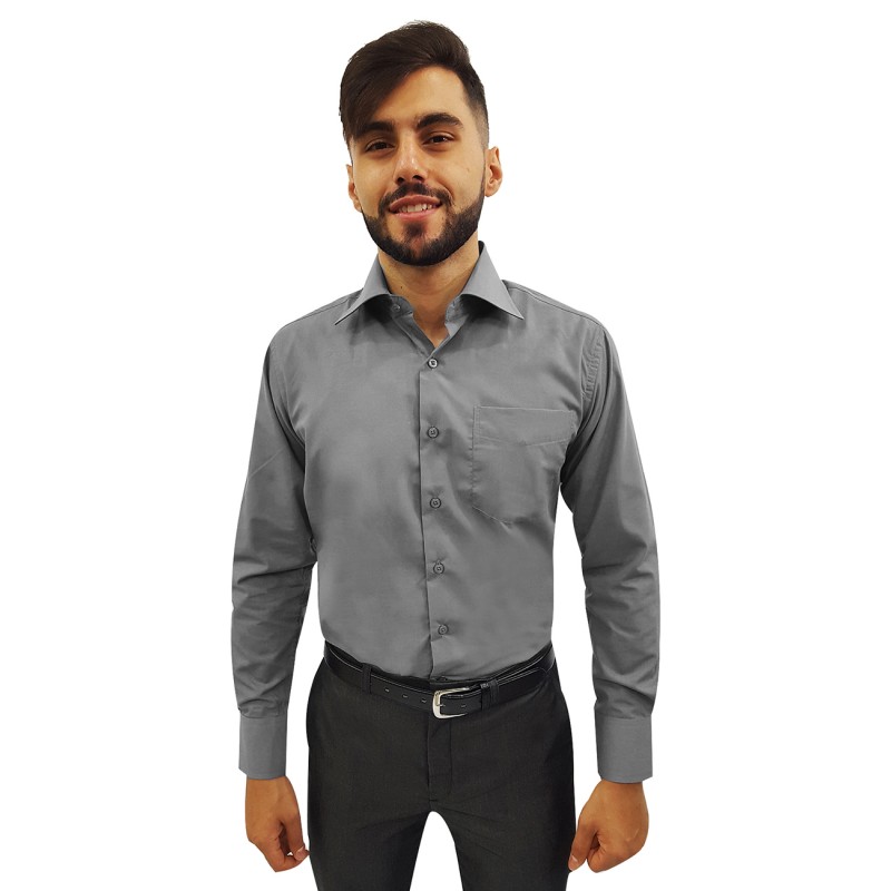 camisa social masculina cinza